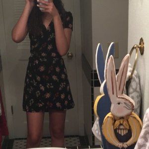 AQUA Floral Wrap Dress